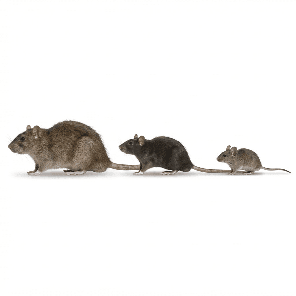 Planche naturaliste réaliste représentant un rat brun et une souris, style gravure entomologiste.