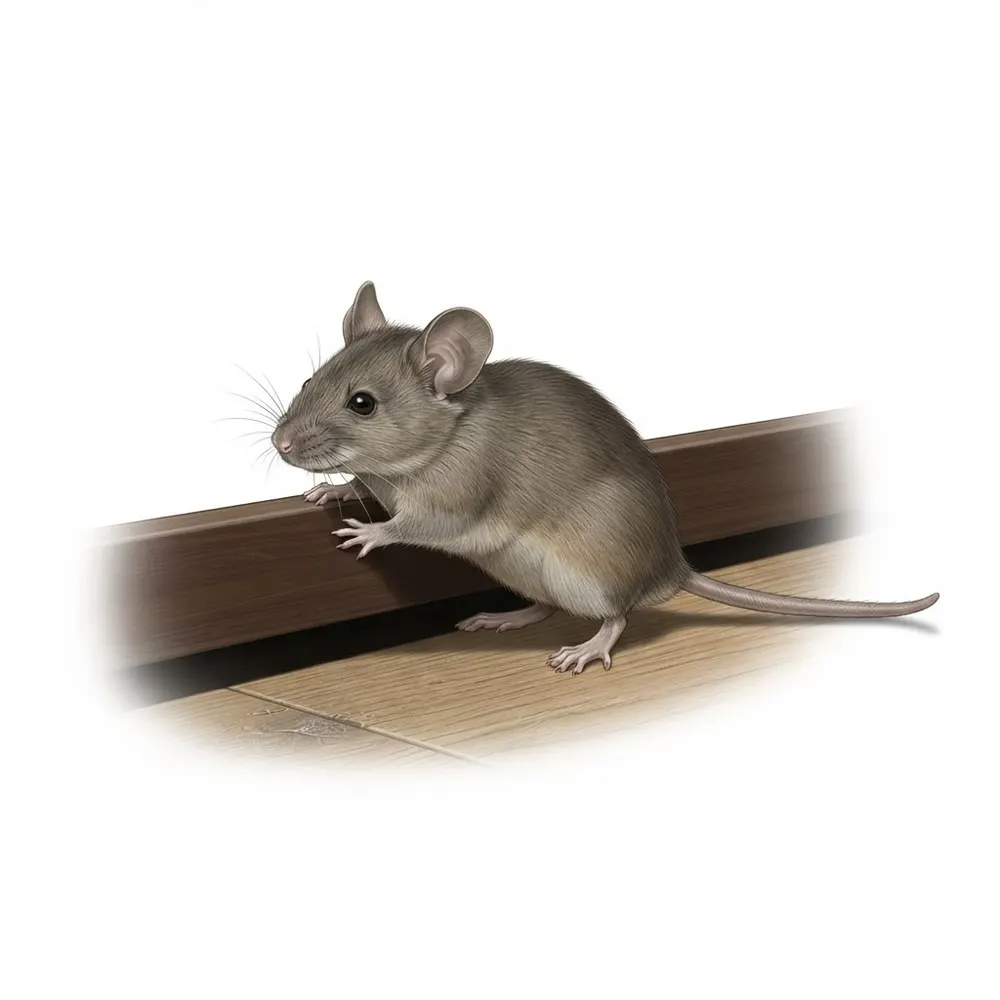 Souris sortant de l’espace étroit derrière un électroménager de cuisine